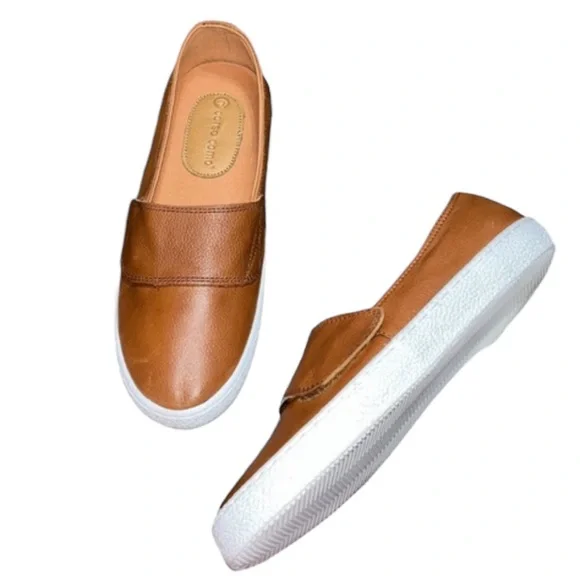 Corso Como Shoes Corso Como Cognac Tumbled Leather Lowes Slip